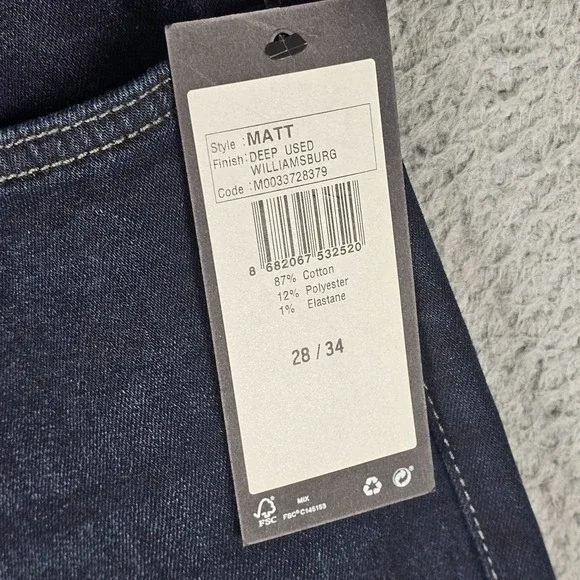 Mavi Matt‎ Jeans Mens 28x34 Gray Williamsburg Relaxed Straight Leg M0033728379 - Picture 7 of 11